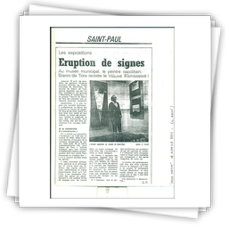 Articolo in francese di G.Ras apparso sul  Nice Matin del 4.4.1991 x mostra personale Saint Paul De Vence dal 28-3 al 16-4 1991