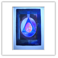 ovo cosmico -1986 acrilici e acquerello su cartamano- cm 38x56